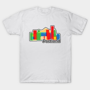 Souvenir for Portland Oregon with Skyline in Modern Colorful geometric shapes T-Shirt